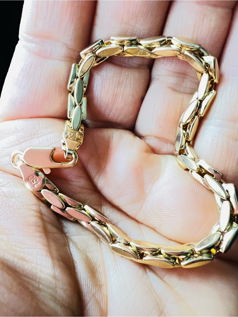 Classic Gold Link Bracelet unisex Polished Chain Design 8 inch